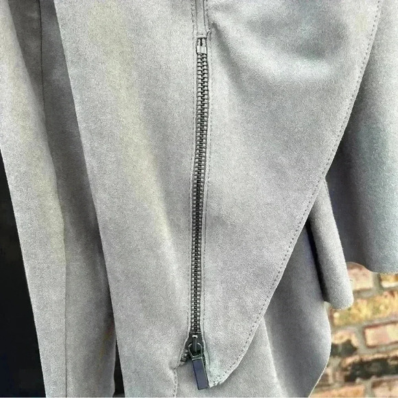 NWT Alfani women’s faux suede fly away open jacket in modern metal size L - Picture 7 of 8